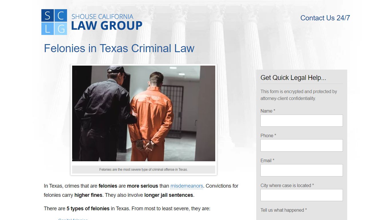 Texas Felony Crimes - Definition, Degrees, Penalties - Shouse Law Group